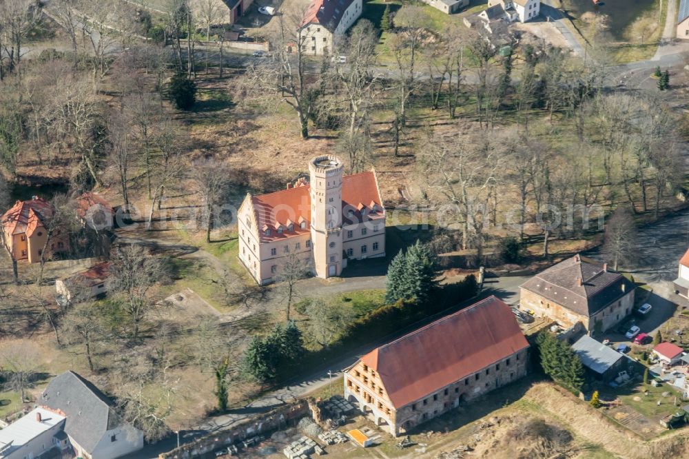 Parthenstein from above - Palace Pomssen in Parthenstein in the state Saxony, Germany