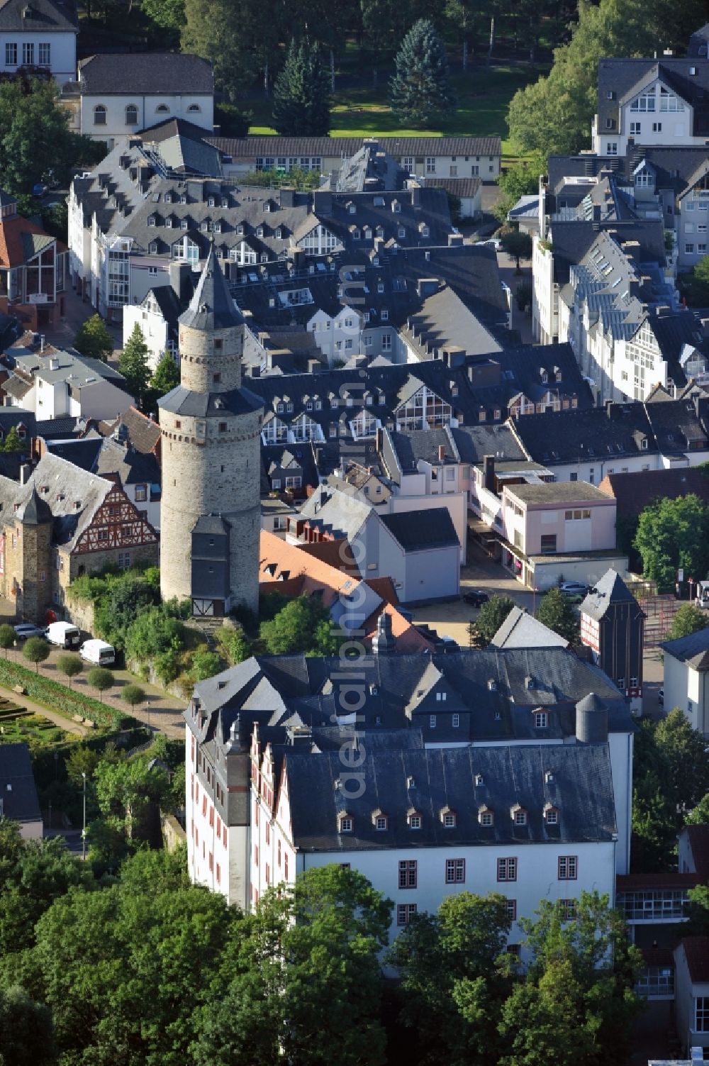 Idstein from above - Palace - Residenzschloss in Idstein in the state Hesse, Germany