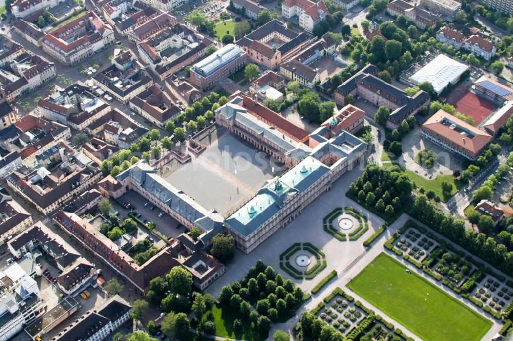 Rastatt from above - Palace - Residenzschloss Rastatt Herrenstrasse in the district Rastatt-Innenstadt in Rastatt in the state Baden-Wuerttemberg