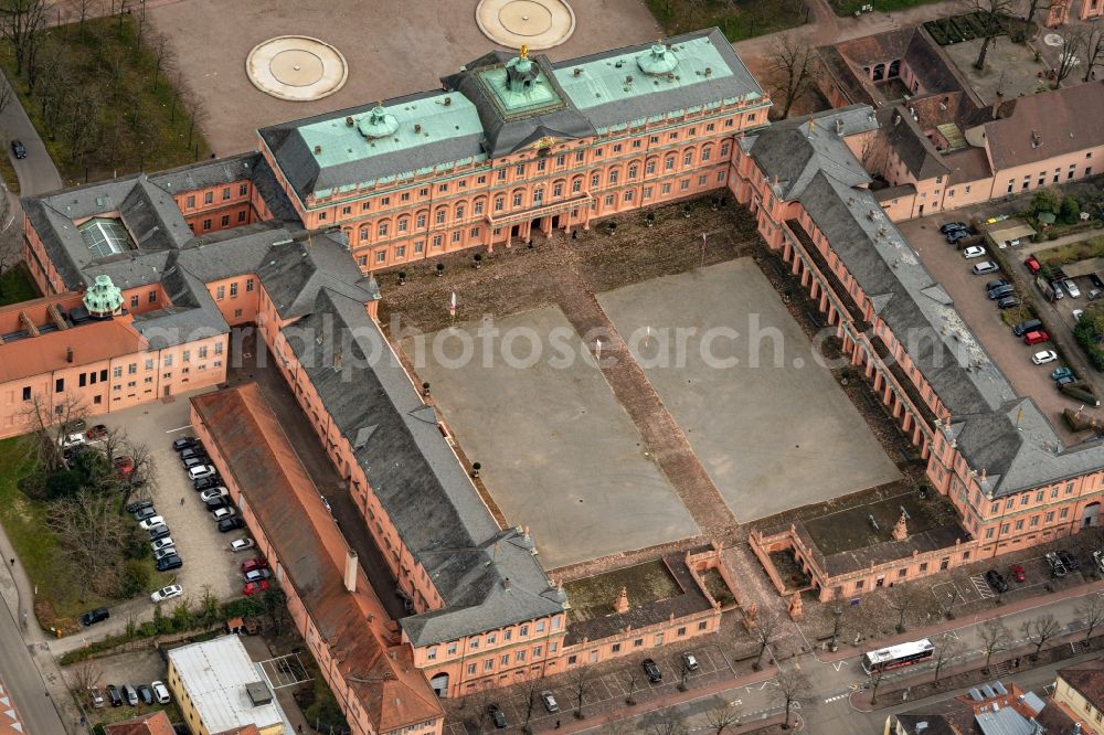 Aerial image Rastatt - Palace Residenzschloss Rastatt in Rastatt in the state Baden-Wuerttemberg, Germany