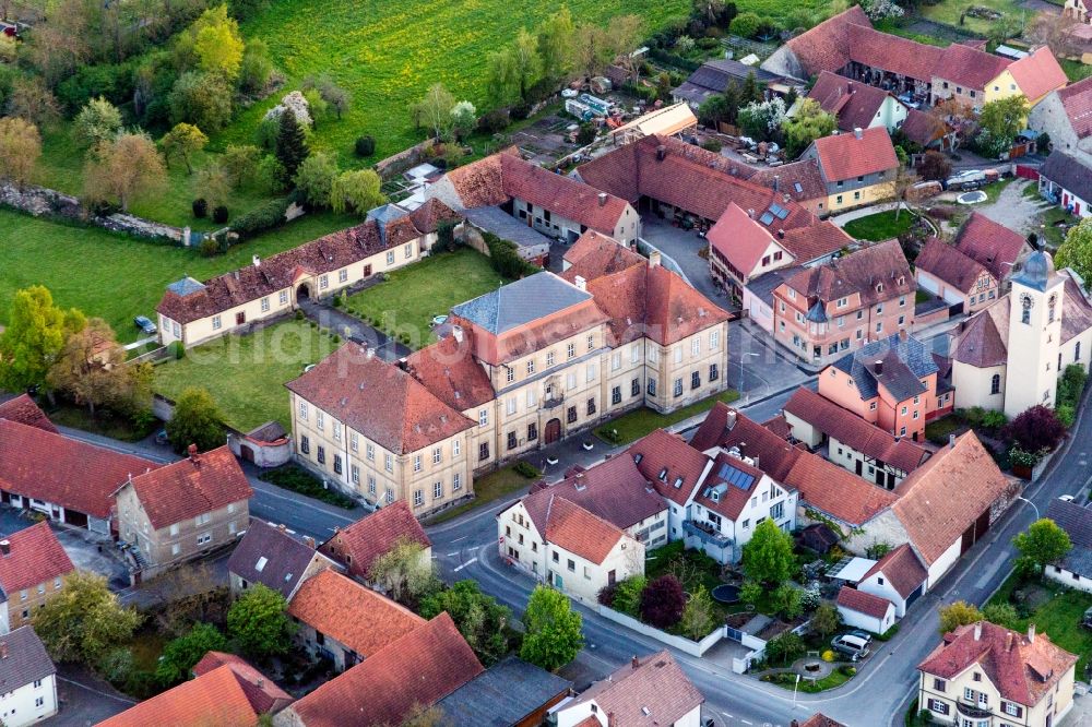 Sulzheim from above - Palace of castle and Restaurant Sulzheim in Sulzheim in the state Bavaria, Germany