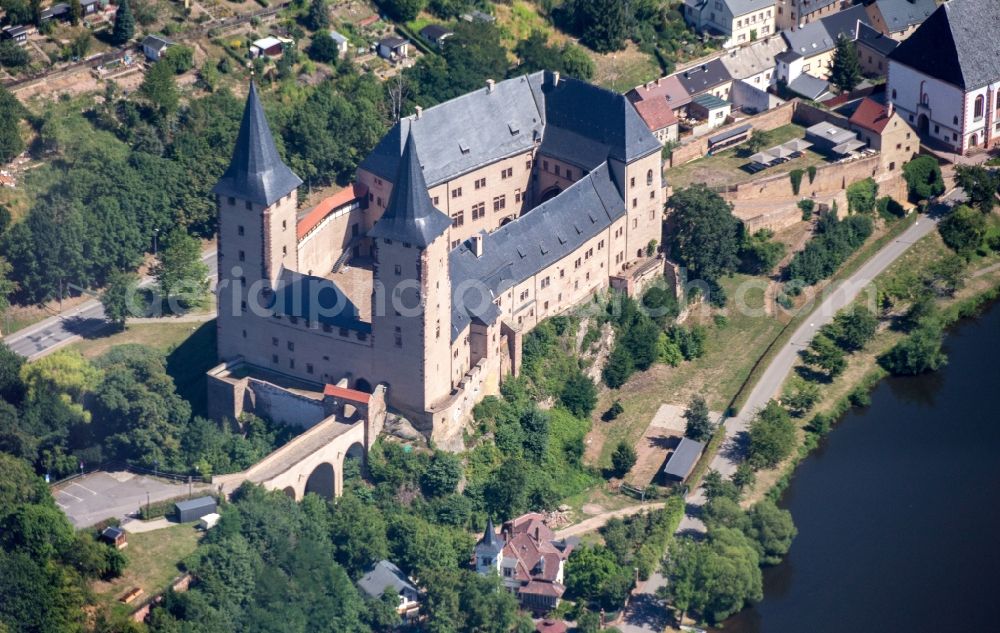 Rochlitz from the bird's eye view: Palace in Rochlitz in the state Saxony, Germany