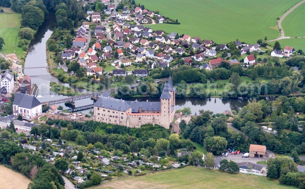 Rochlitz from above - Palace in Rochlitz in the state Saxony, Germany