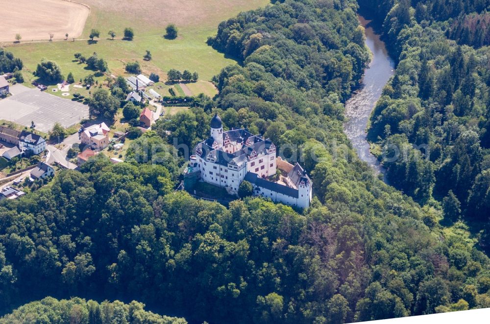 Lunzenau from above - Palace Rochsburg in Lunzenau in the state Saxony, Germany