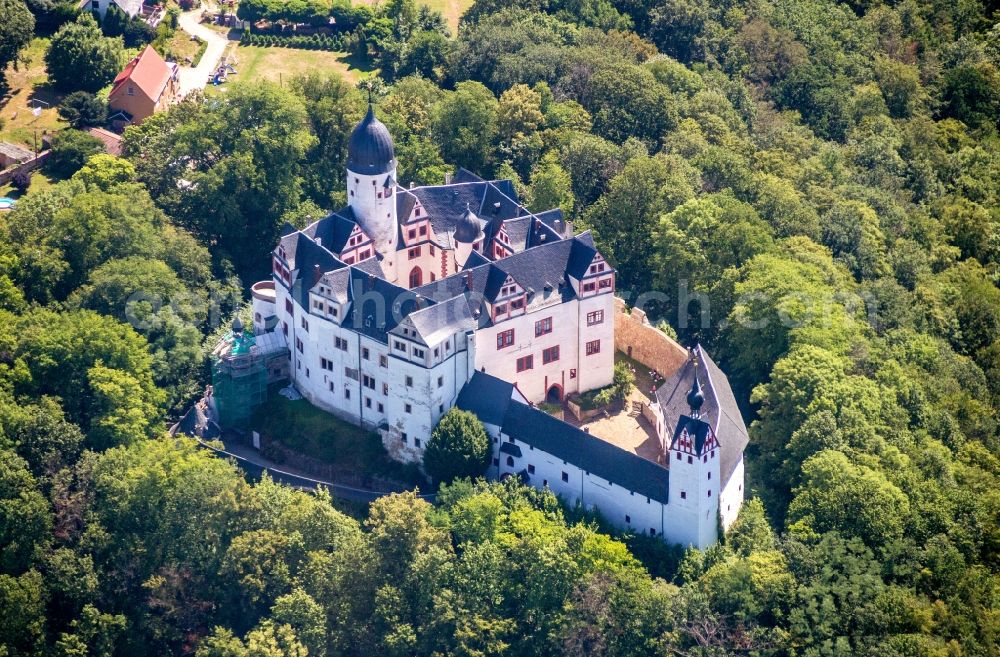 Lunzenau from the bird's eye view: Palace Rochsburg in Lunzenau in the state Saxony, Germany