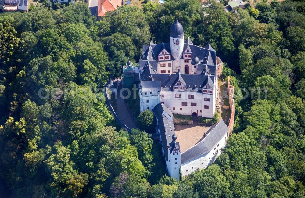 Lunzenau from above - Palace Rochsburg in Lunzenau in the state Saxony, Germany