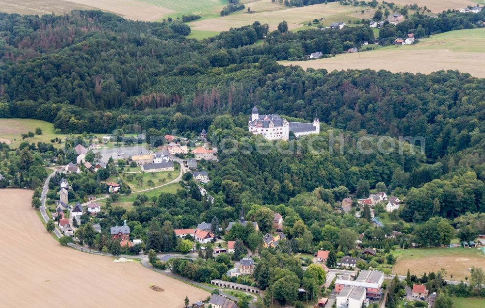 Aerial photograph Lunzenau - Palace Rochsburg in Lunzenau in the state Saxony, Germany