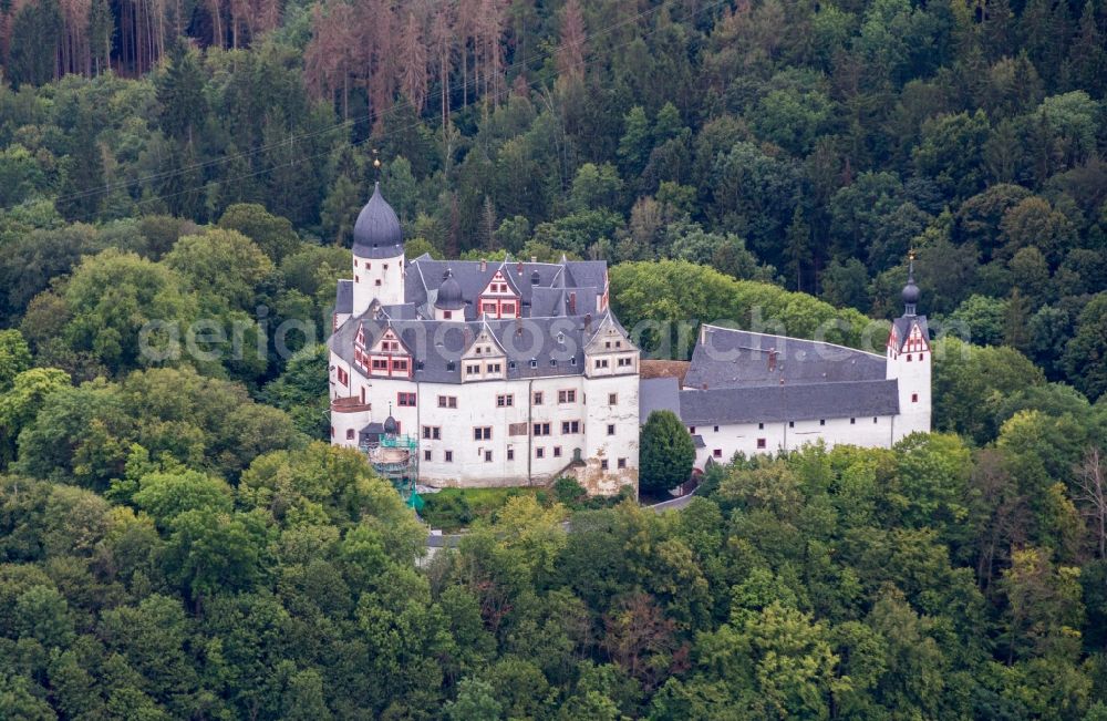 Lunzenau from the bird's eye view: Palace Rochsburg in Lunzenau in the state Saxony, Germany