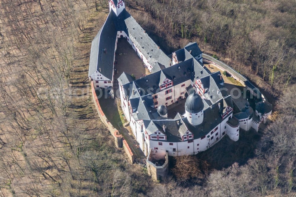 Lunzenau from the bird's eye view: Palace Rochsburg in Lunzenau in the state Saxony, Germany