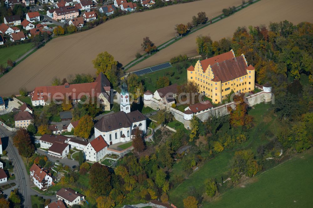 Erbach from the bird's eye view: Palace Schloss Erbach on Schlossberg in Erbach in the state Baden-Wuerttemberg, Germany