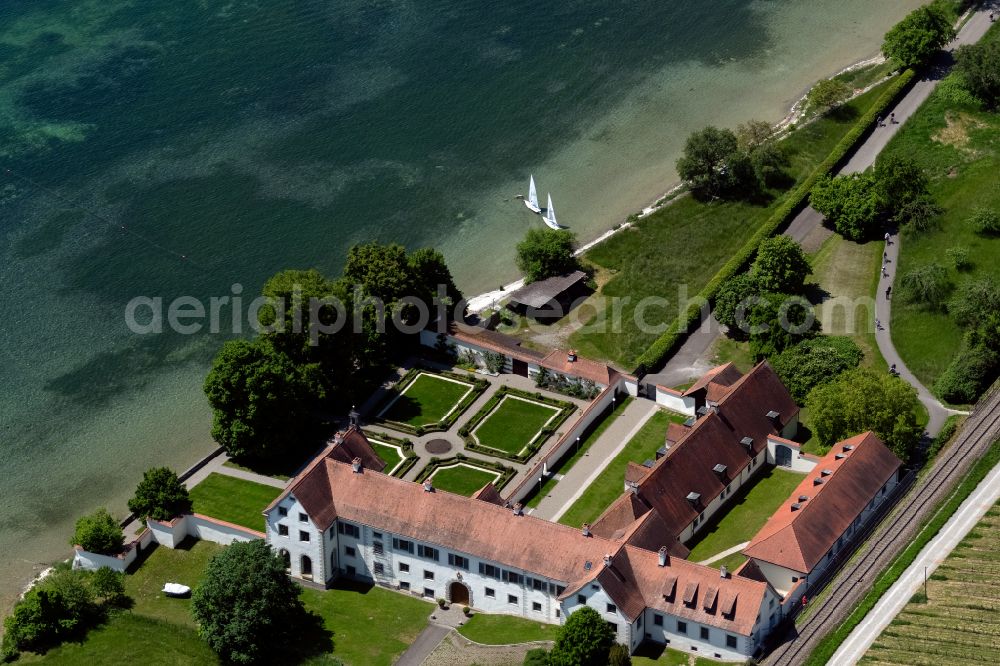 Uhldingen-Mühlhofen from above - Palace Schloss Maurach on street Birnau-Maurach in Uhldingen-Muehlhofen at Bodensee in the state Baden-Wuerttemberg, Germany