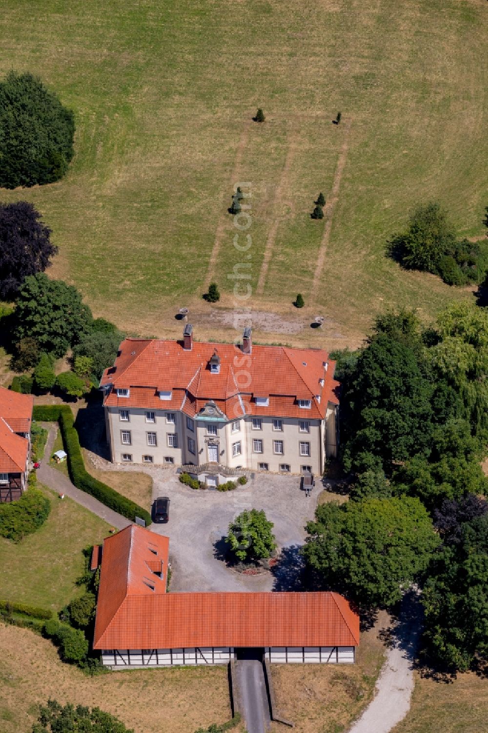 Aerial photograph Ennigerloh - Palace Schloss Vornholz on Steinpatt in Ennigerloh in the state North Rhine-Westphalia, Germany