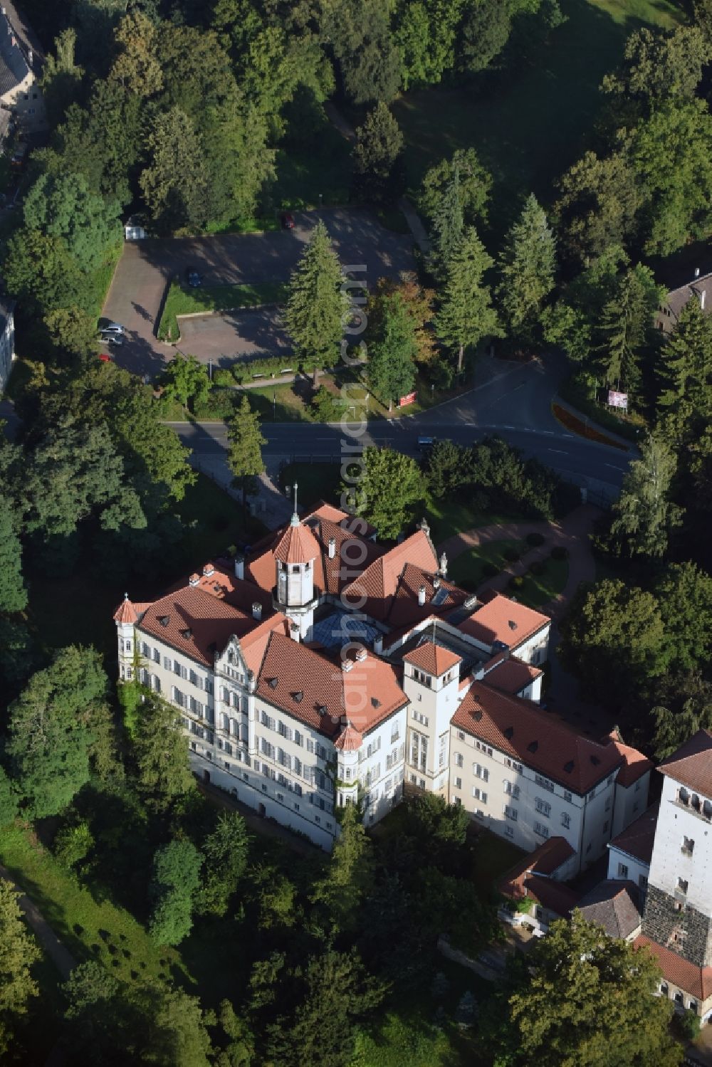 Aerial image Waldenburg - Palace Schloss Waldenburg in Waldenburg in the state Saxony