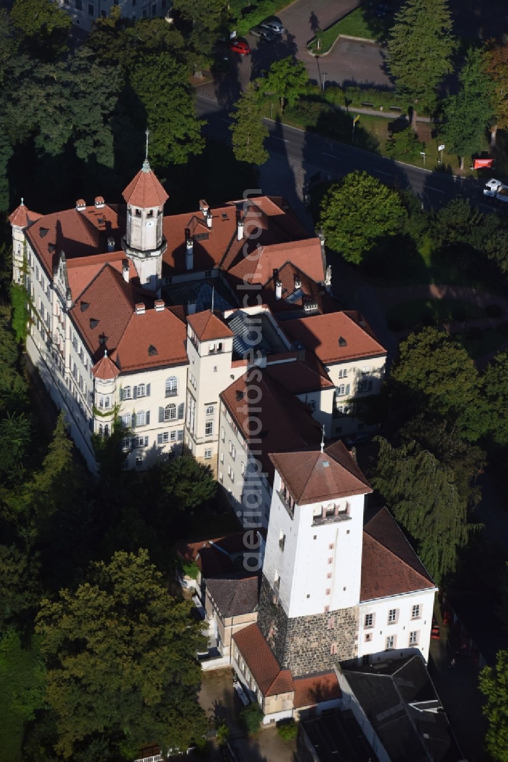 Waldenburg from above - Palace Schloss Waldenburg in Waldenburg in the state Saxony