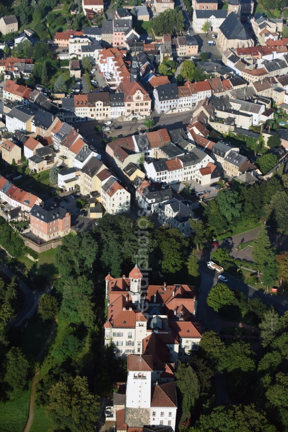 Aerial image Waldenburg - Palace Schloss Waldenburg in Waldenburg in the state Saxony