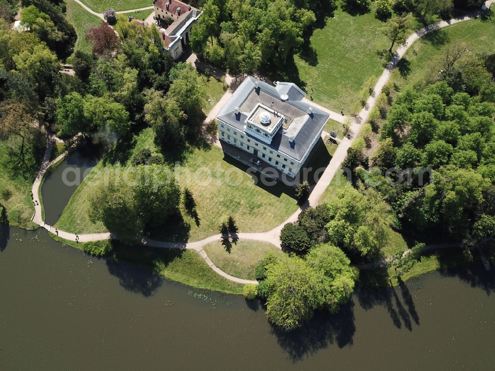 Oranienbaum-Wörlitz from above - Palace Schloss Woerlitz on Alter Wall in Oranienbaum-Woerlitz in the state Saxony-Anhalt, Germany