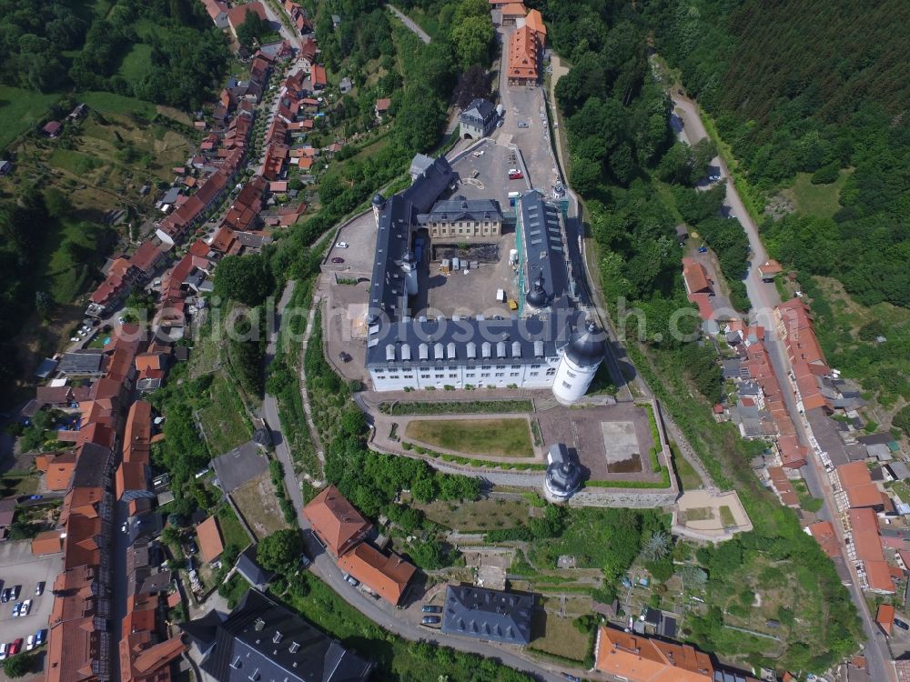 Stolberg (Harz) from the bird's eye view: Palace on Schlossberg in Stolberg (Harz) in the state Saxony-Anhalt, Germany