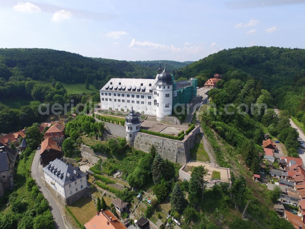 Stolberg (Harz) from the bird's eye view: Palace on Schlossberg in Stolberg (Harz) in the state Saxony-Anhalt, Germany