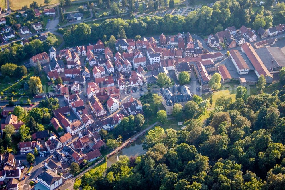 Wächtersbach from above - Palace Schloss Waechtersbach in Waechtersbach in the state Hesse, Germany