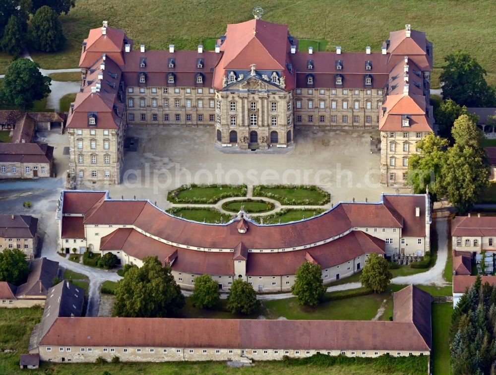 Pommersfelden from above - Palace Weissenstein in Pommersfelden in the state Bavaria, Germany