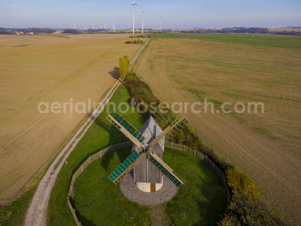 Grimma from above - Paltrock windmill Schkortitz in Grimma in the state of Saxony, Germany