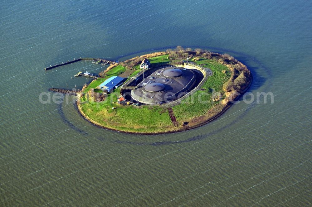 Aerial image Pampus - View at the artificial island Pampus in the IJmeer in the province of North Holland in the Netherlands. The Fort Pampus is located on the island