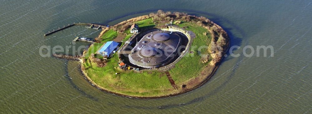 Aerial photograph Pampus - View at the artificial island Pampus in the IJmeer in the province of North Holland in the Netherlands. The Fort Pampus is located on the island