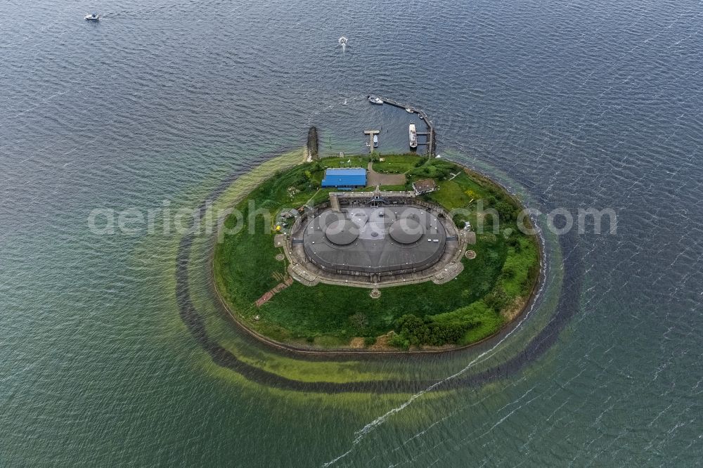 Pampus from above - View at the artificial island Pampus in the IJmeer in the province of North Holland in the Netherlands. The Fort Pampus is located on the island