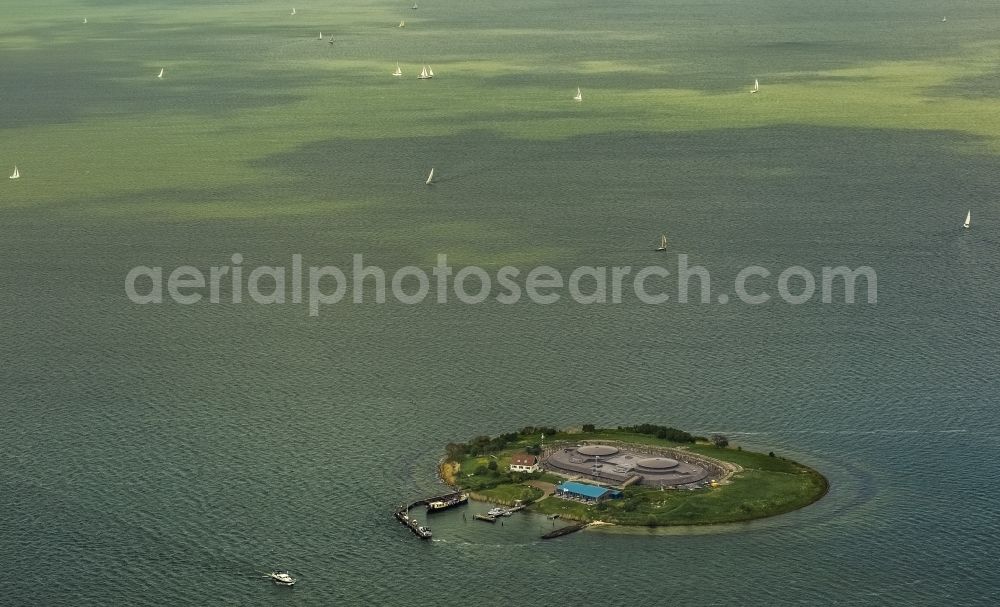 Pampus from the bird's eye view: View at the artificial island Pampus in the IJmeer in the province of North Holland in the Netherlands. The Fort Pampus is located on the island