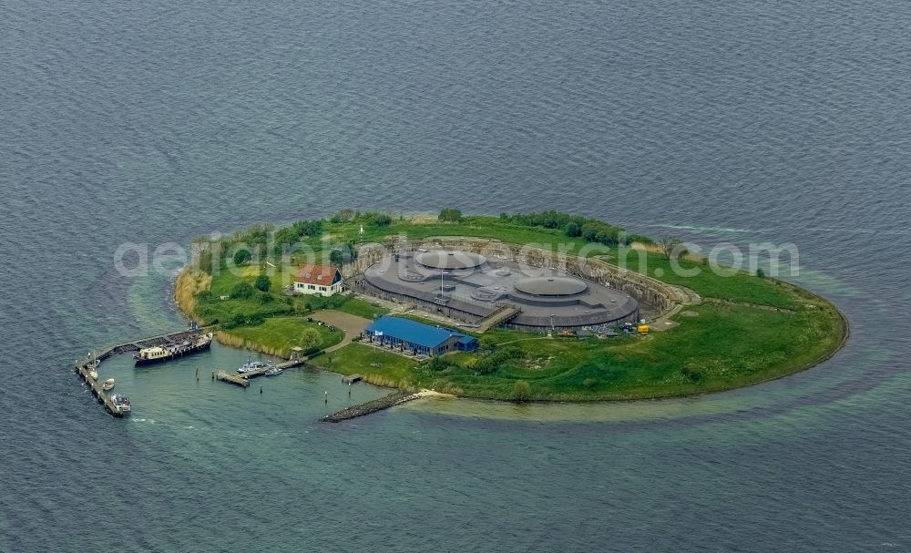 Aerial image Pampus - View at the artificial island Pampus in the IJmeer in the province of North Holland in the Netherlands. The Fort Pampus is located on the island