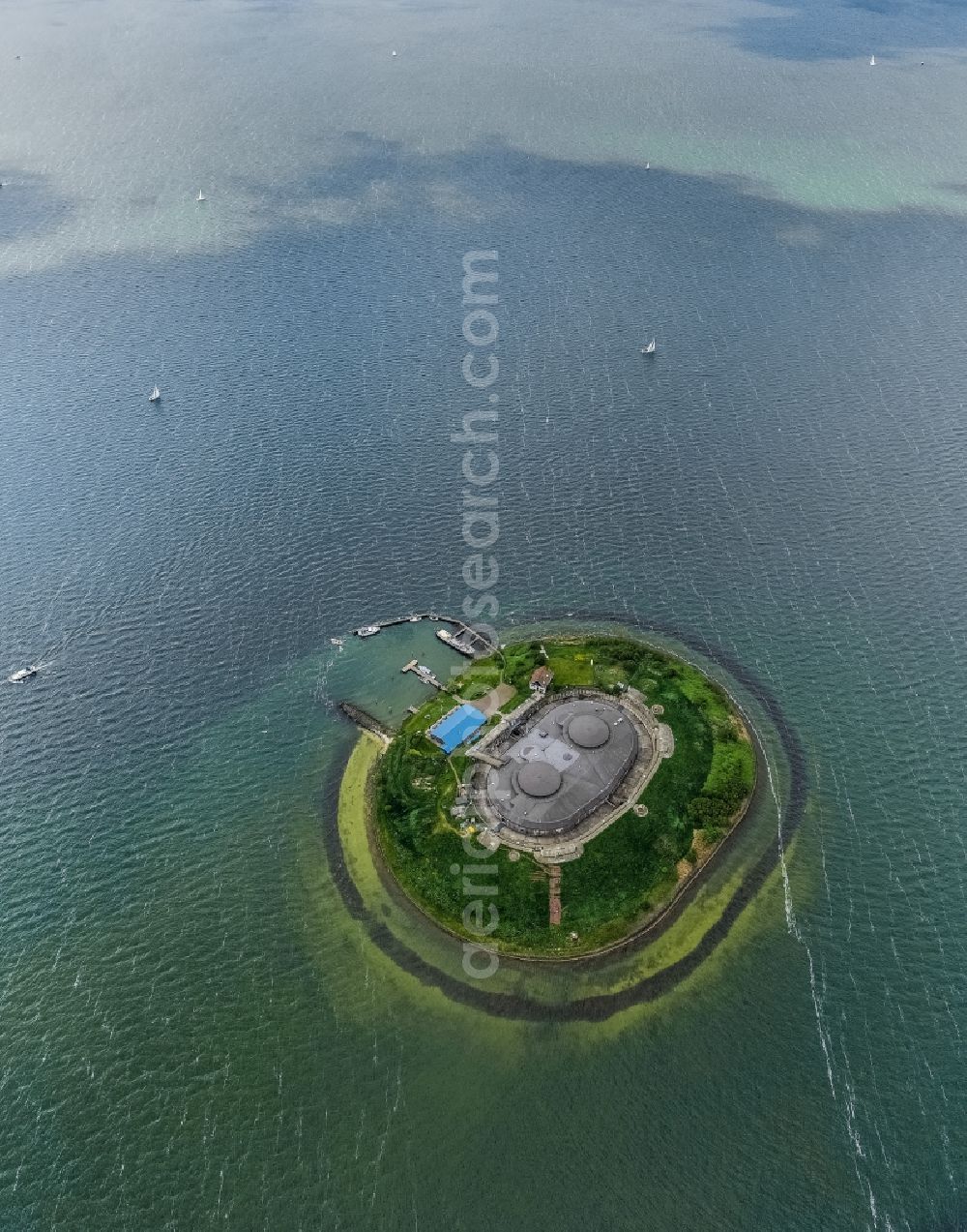 Aerial photograph Pampus - View at the artificial island Pampus in the IJmeer in the province of North Holland in the Netherlands. The Fort Pampus is located on the island