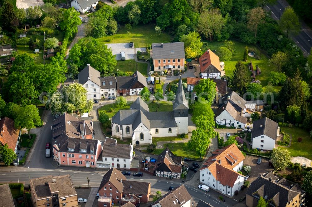 Aerial image Hamm - Church building Pankratiuskirche in the village of in Hamm-Mark in the state North Rhine-Westphalia