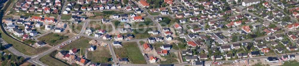 Aerial photograph Jockgrim - Panoramic perspective Construction sites for new construction residential area of detached housing estate West in Jockgrim in the state Rhineland-Palatinate, Germany