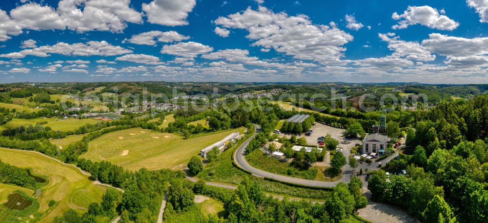 Aerial image Overath - Panoramic perspective grounds of the Golf course at Golfclub Der Luederich on place Am Golfplatz in the district Steinenbrueck in Overath in the state North Rhine-Westphalia, Germany