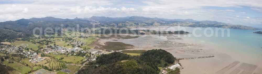 Aerial image Coromandel - Coastline on the sandy beach of Sued-Pazifik in the district Mcgreogor Bay in Coromandel in Waikato, New Zealand