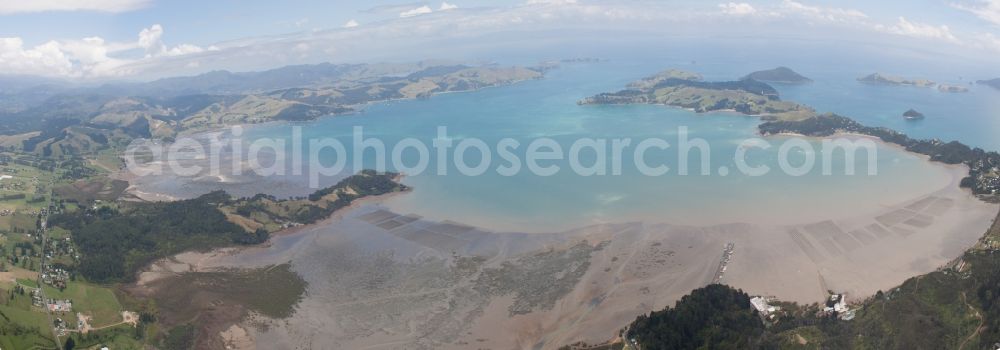 Coromandel from above - Coastline on the sandy beach of Sued-Pazifik in the district Mcgreogor Bay in Coromandel in Waikato, New Zealand