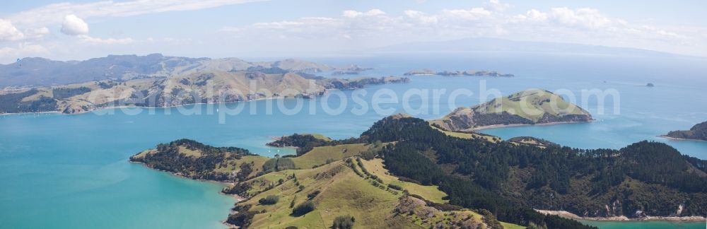 Aerial image Coromandel - Coastline on the sandy beach of Sued-Pazifik in the district Mcgreogor Bay in Coromandel in Waikato, New Zealand