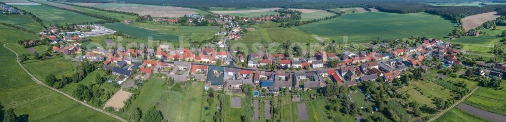 Bardenitz from the bird's eye view: Panoramic perspective Town View of the streets and houses of the residential areas in Bardenitz in the state Brandenburg, Germany