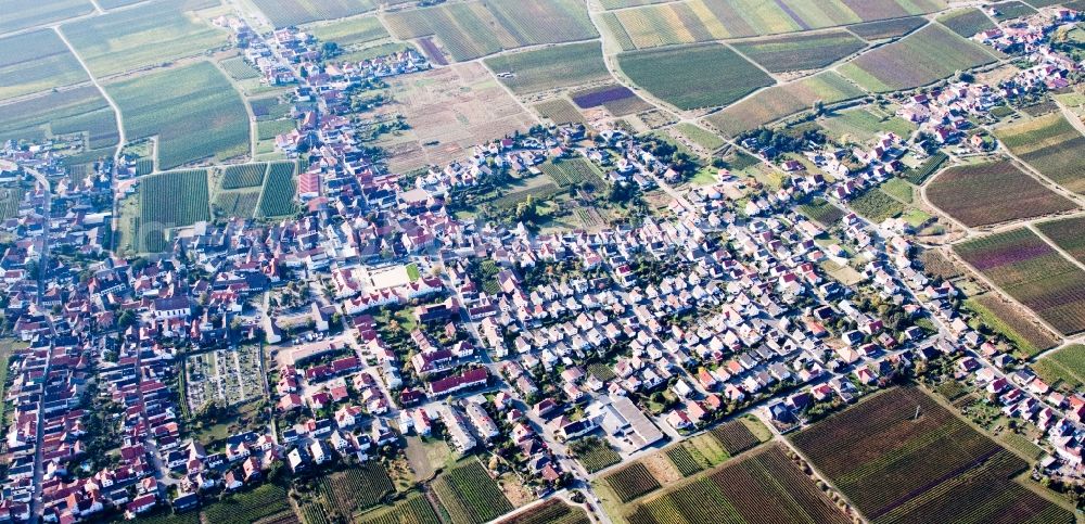 Neustadt an der Weinstraße from above - Panorama from the local area and environment in the district Diedesfeld in Neustadt an der Weinstrasse in the state Rhineland-Palatinate