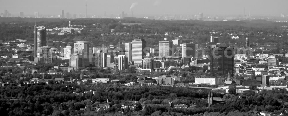 Essen from above - Panoramic city view of downtown area in Essen in the state North Rhine-Westphalia