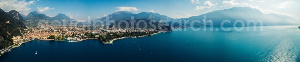Riva del Garda from above - Panoramic Cityscape at sea shore at the lake Garda in Riva del Garda in Trentino-Alto Adige, Italy