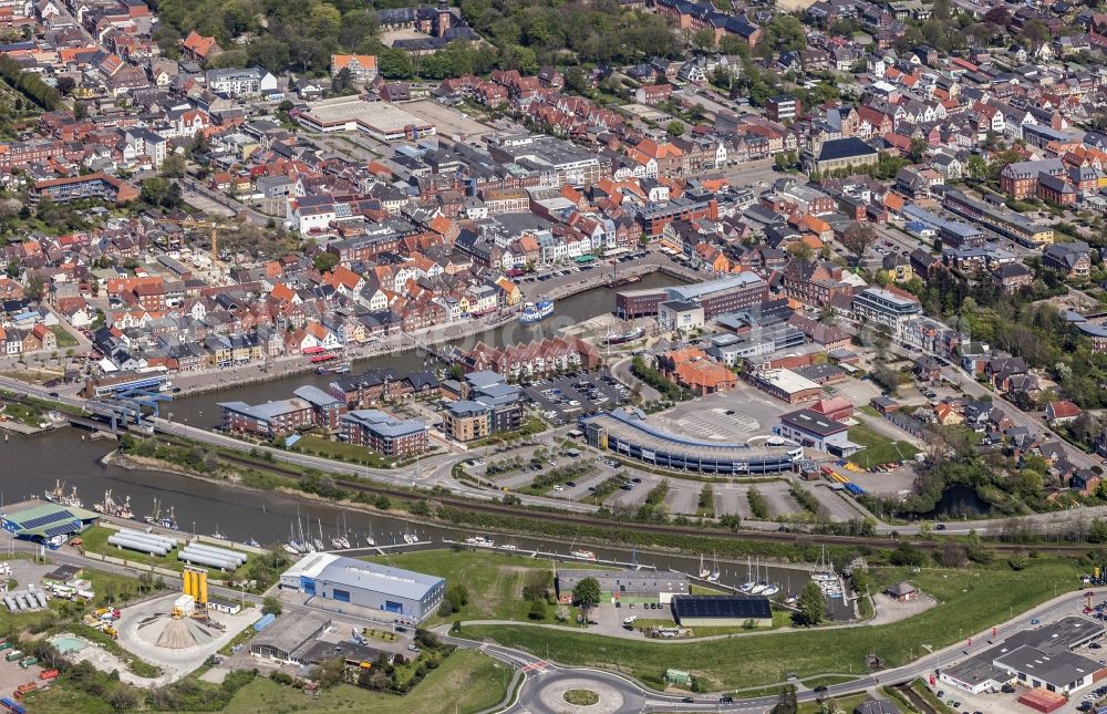 Husum from above - Panorama- cityscape from downtown in Husum in the state Schleswig-Holstein