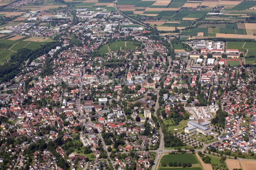 Aerial image Müllheim - Panorama- cityscape from downtown in Muellheim in the state Baden-Wuerttemberg