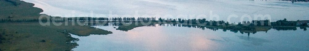 Reichenau from the bird's eye view: Bridge to the Island Reichenau on the Lake of Constance during sunset in Reichenau in the state Baden-Wuerttemberg