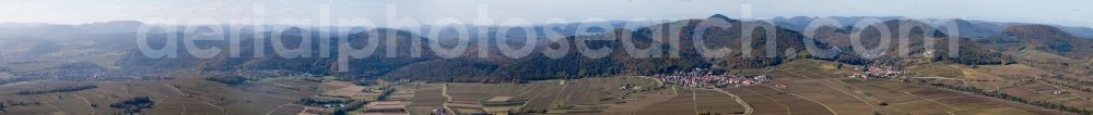 Aerial photograph Eschbach - Panoramic perspective Forest and mountain scenery of edge of Haardt of palatinat forestn in Eschbach in the state Rhineland-Palatinate