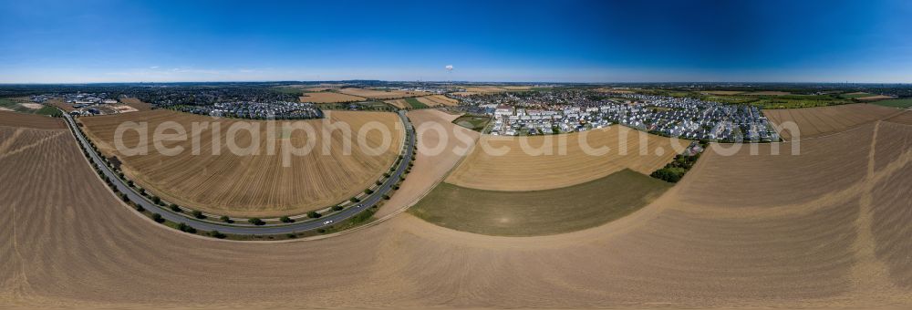 Aerial image Köln - Panoramic perspective residential areas on the edge of agricultural land on street Alte Sandkaul in the district Widdersdorf in Cologne in the state North Rhine-Westphalia, Germany