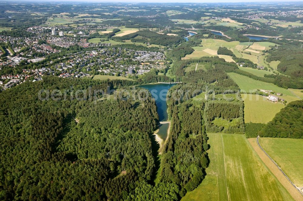 Remscheid OT Lennep from above - View of the Panzertalsperre near Lennep in Remscheid in the state of North Rhine-Westphalia