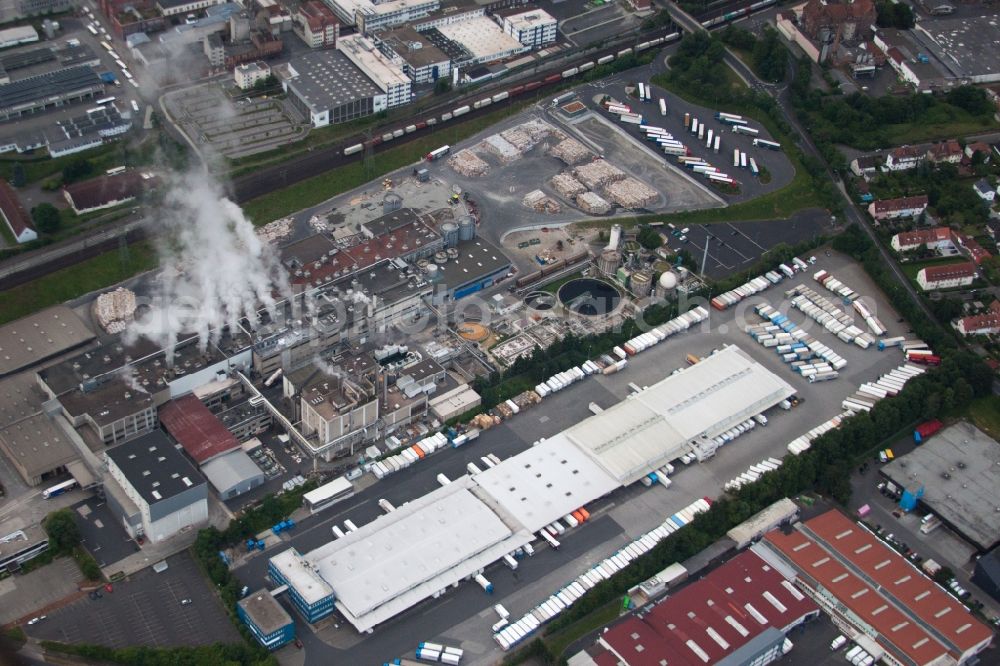 Aerial image Fulda - Complex factory Papierfabrik Adolf Jass GmbH and logistics center on the premises of Friedrich Zufall GmbH in the district Niesig in Fulda in the state Hesse, Germany