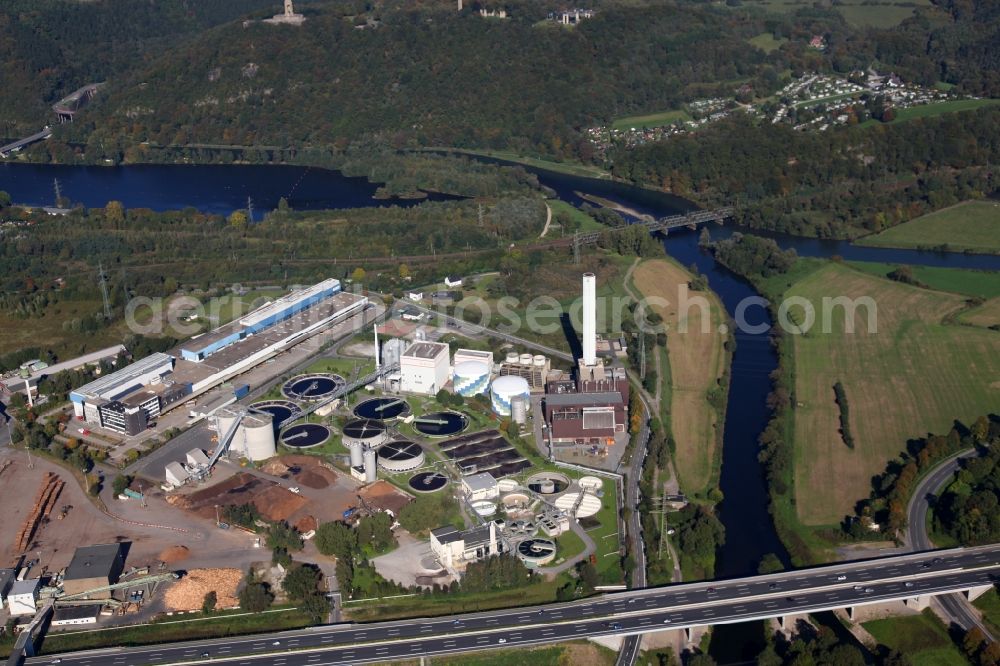 Hagen from the bird's eye view: Paper mill and printing DVZ Printing & Publishing Center GmbH & Co. KG along the Lenne in the Bundesland of North Rhine-Westphalia