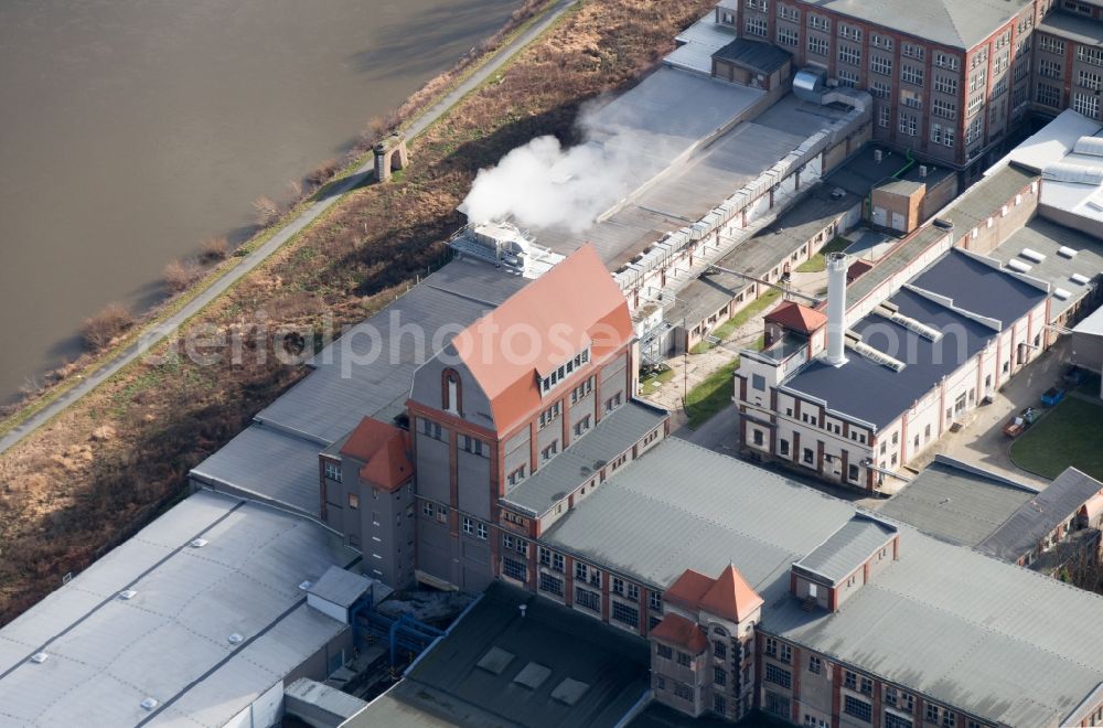 Aerial image Heidenau - Paper mill of the company Glatfelter in Heidenau in federal agriculture Sachsen.Die P. H. Glatfelter company is an American wood processing Unternehmen.Im April 2013 Glatfelter acquired the Dresden Papier GmbH